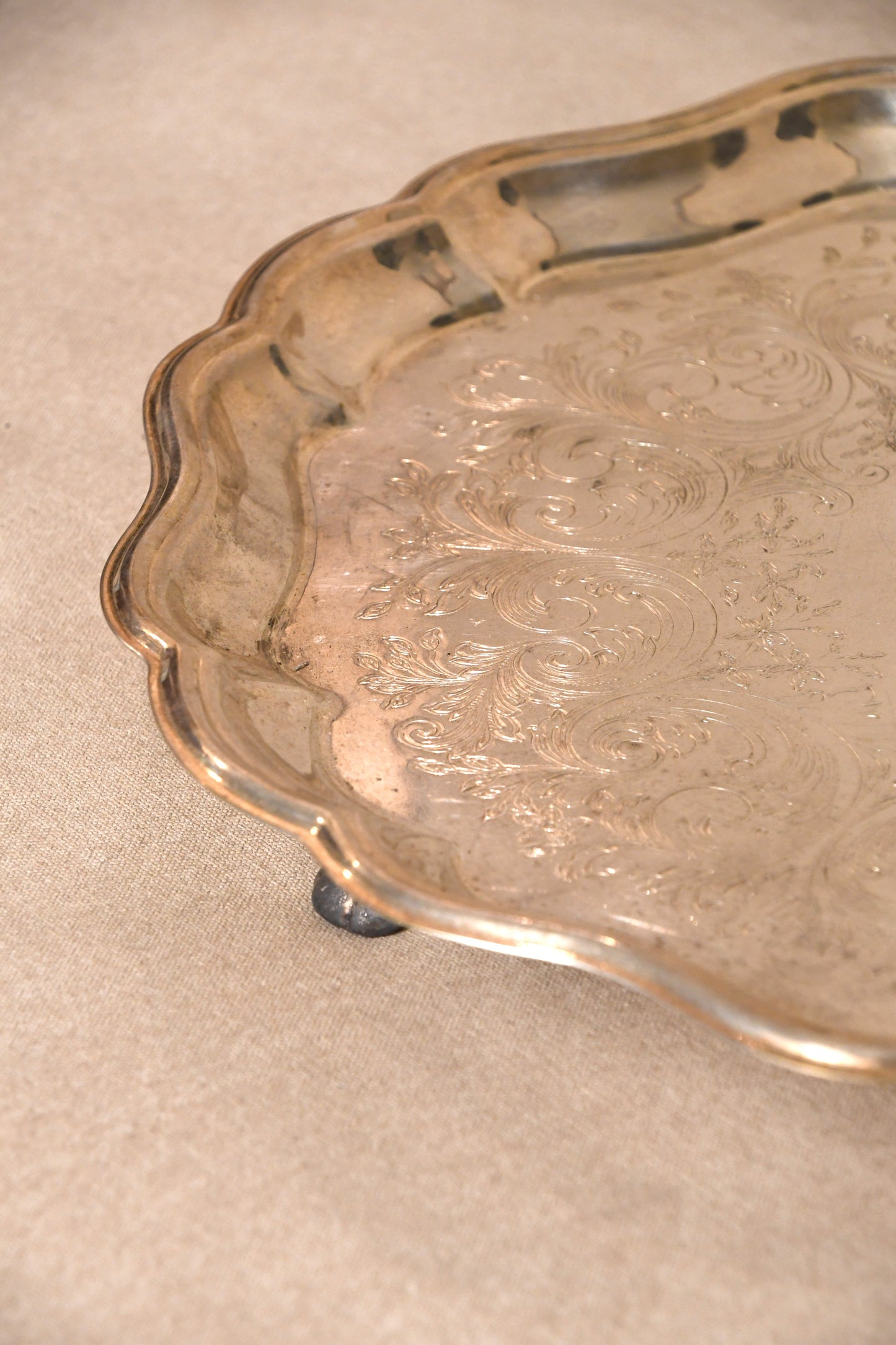 Vintage Scalloped Silverplate Tray