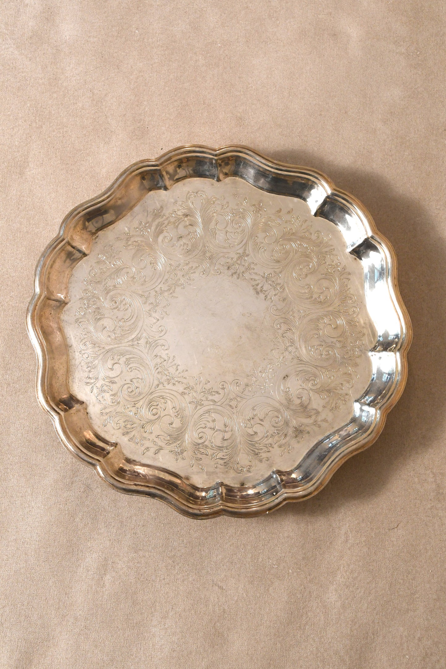 Vintage Scalloped Silverplate Tray