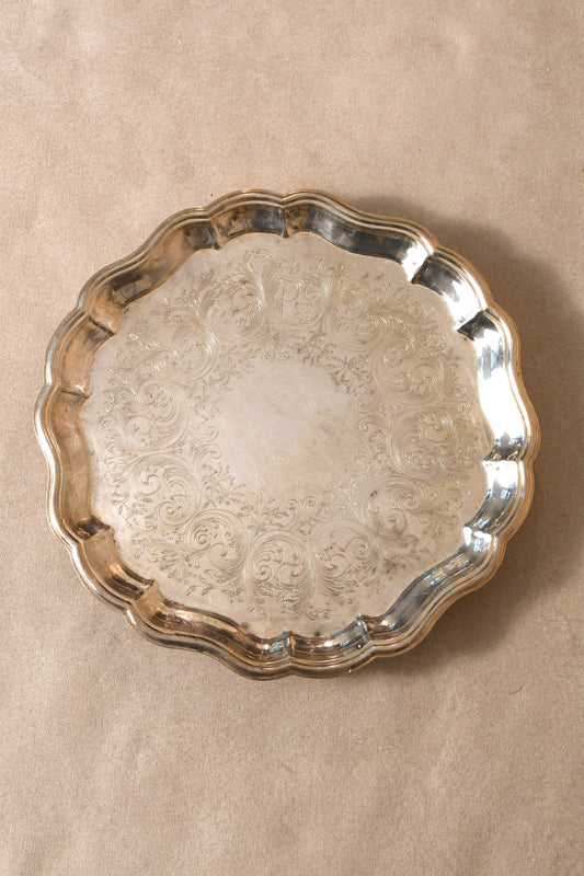 Vintage Scalloped Silverplate Tray