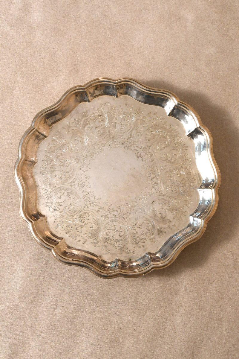 Vintage Scalloped Silverplate Tray