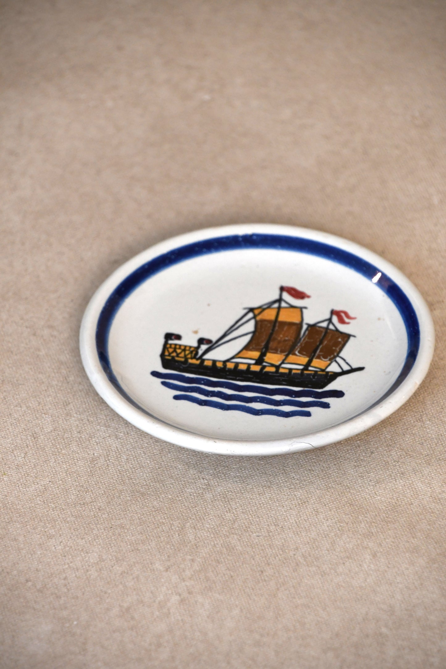 Vintage Mini French Clipper Ship Plate