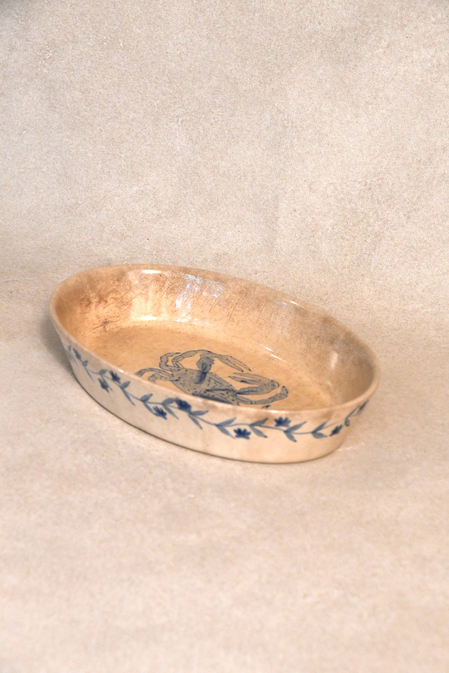 Vintage Blue Crab Casserole Dish