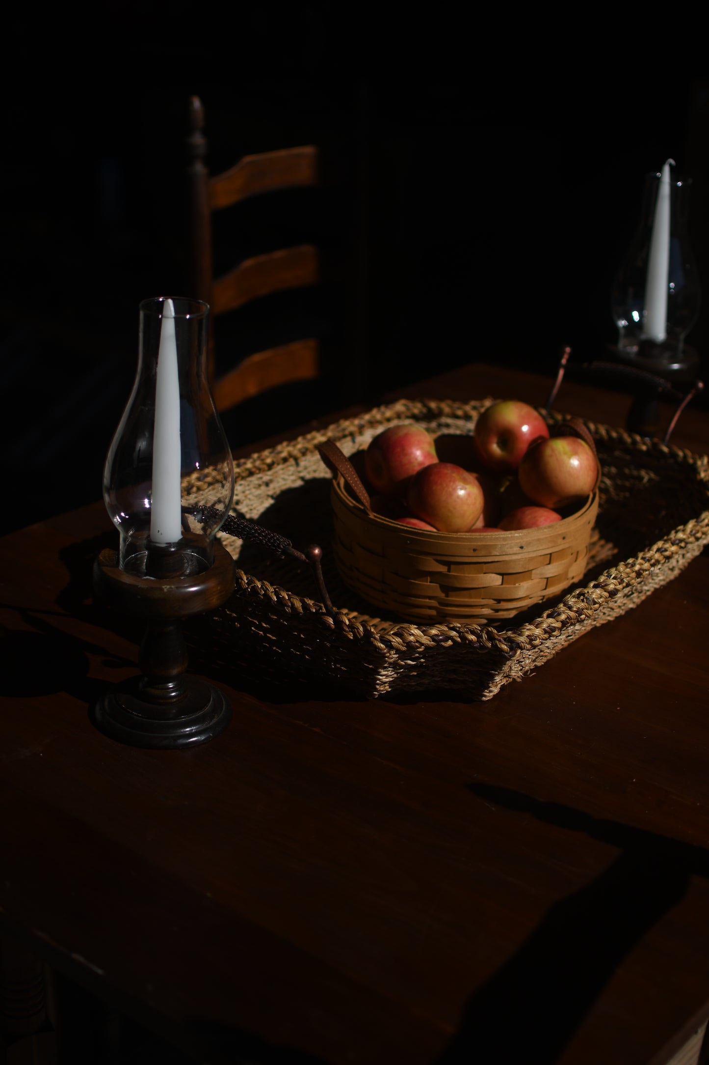 Vintage Woven Tray with Copper Handles