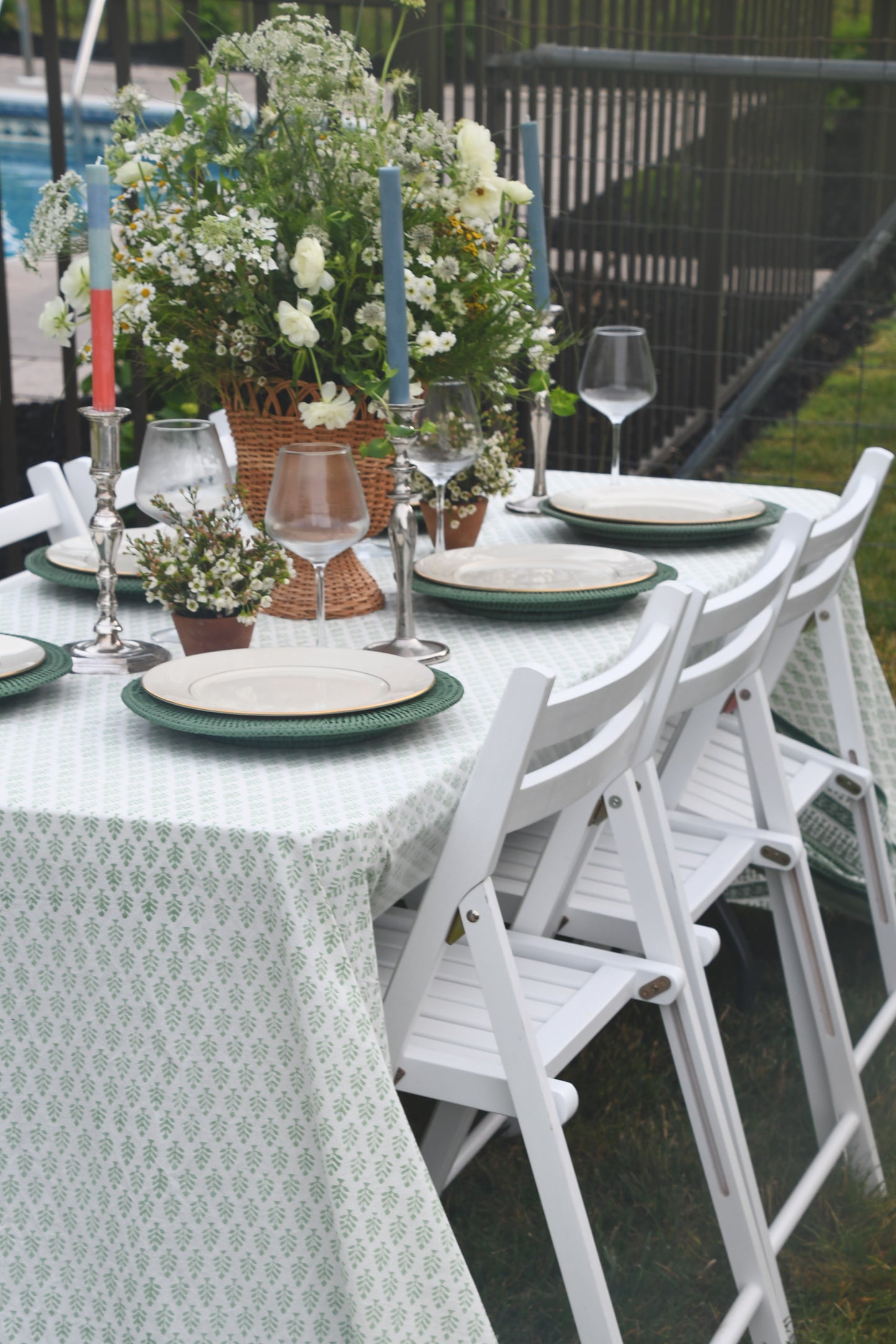 Cotswold Green Round Rattan Charger Green  - Set of 4