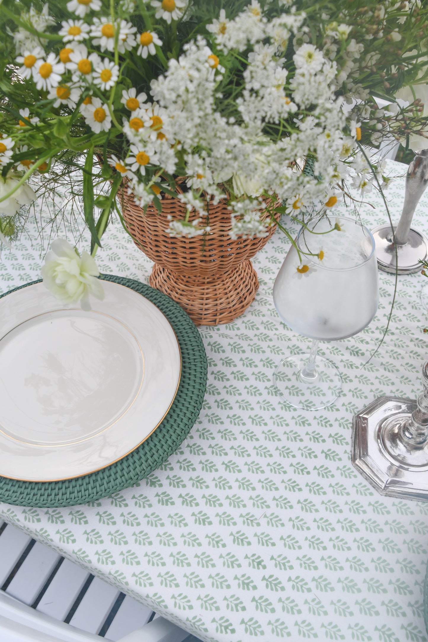 Cotswold Green Round Rattan Charger Green  - Set of 4