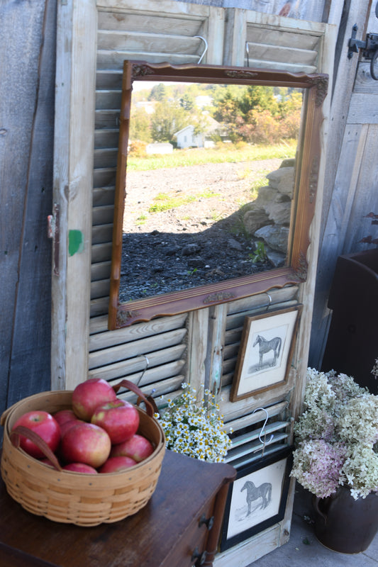 Vintage Gold Mirror with Floral Carvings