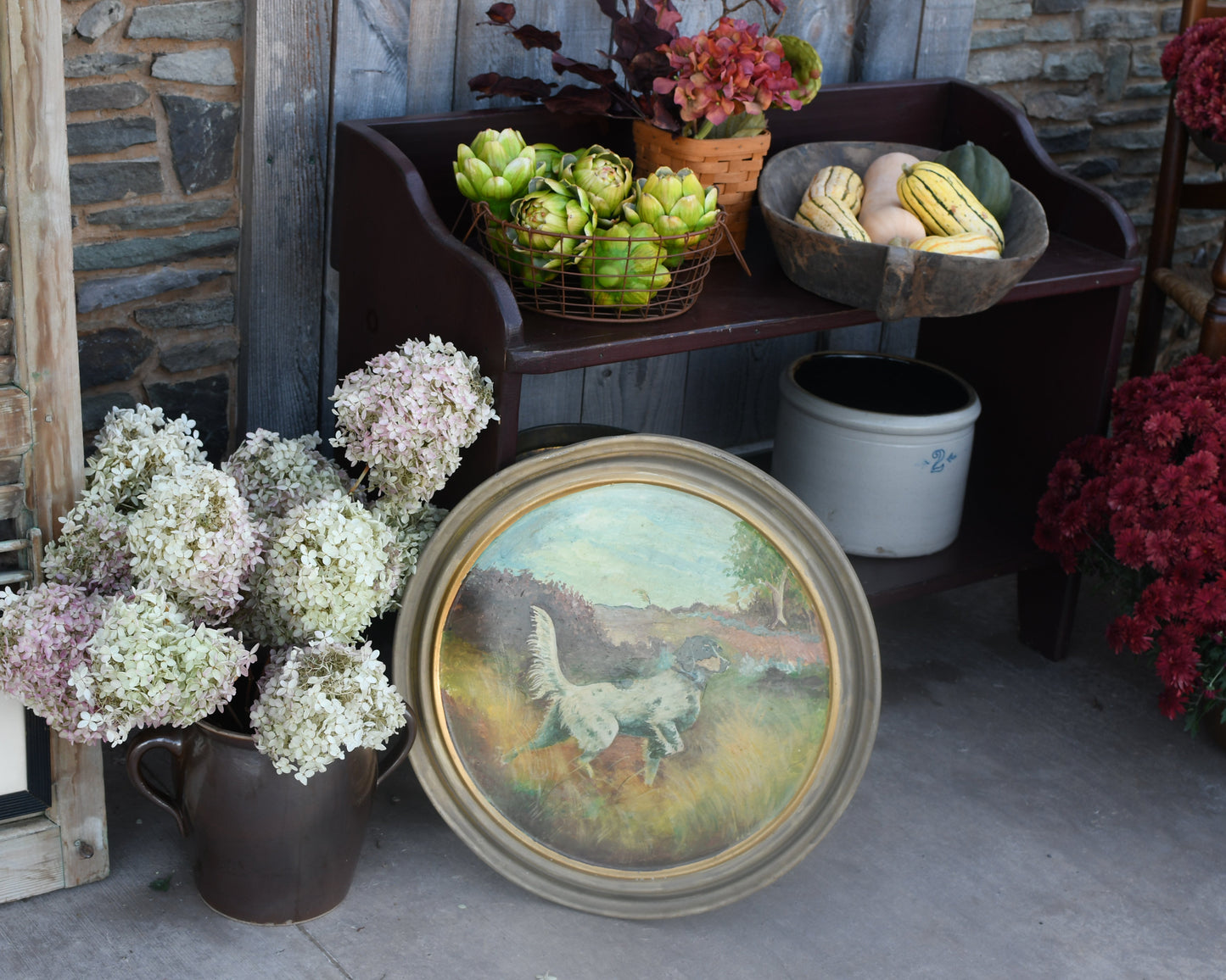 Vintage English Setter Oil Painting on Tin