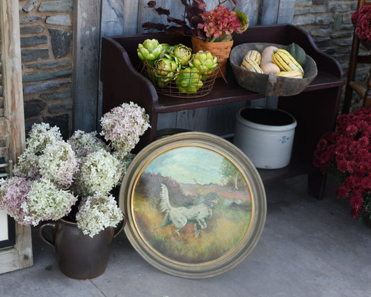 Vintage English Setter Oil Painting on Tin