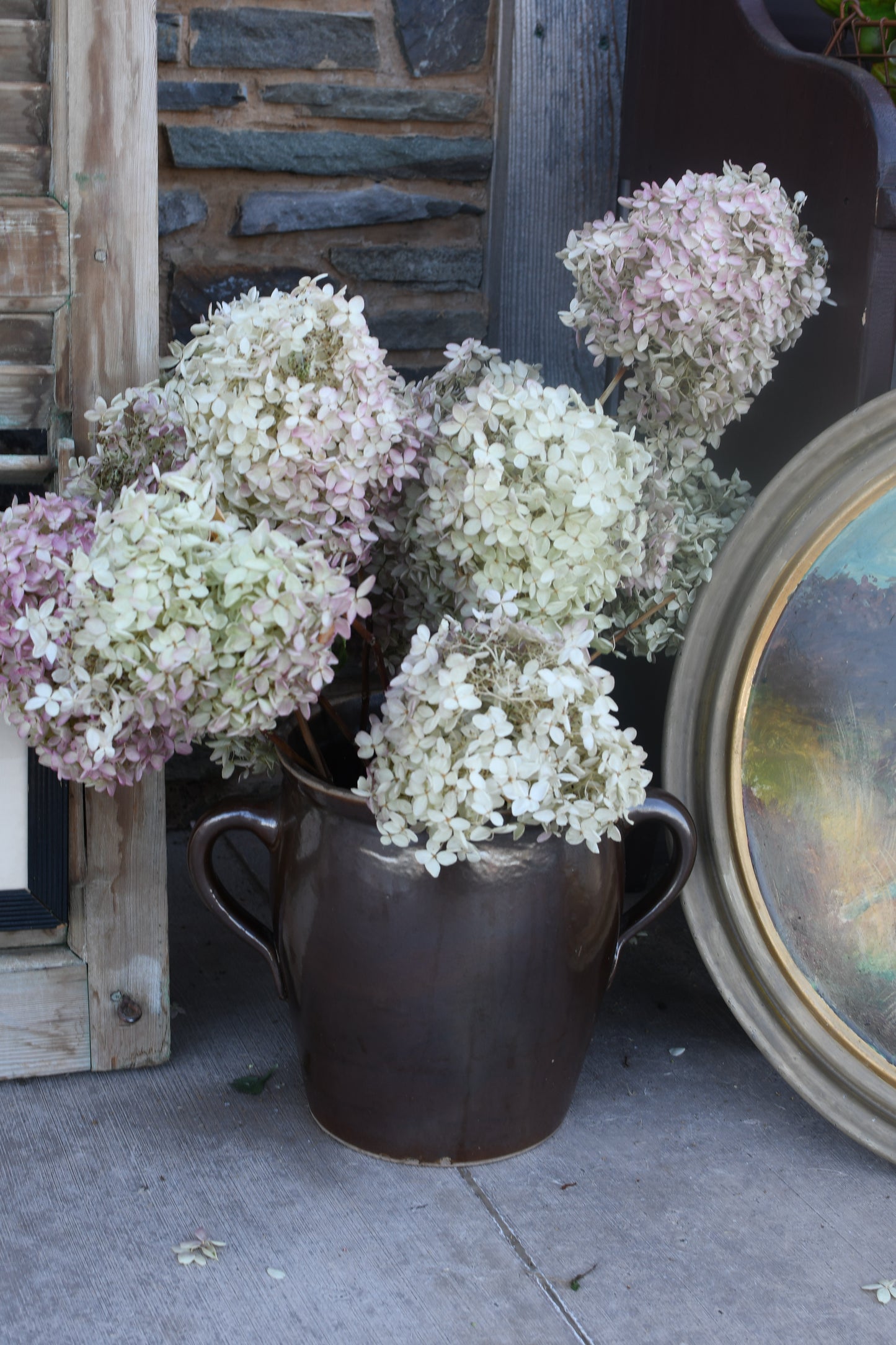 Vintage Glazed Ceramic Jar with Handles