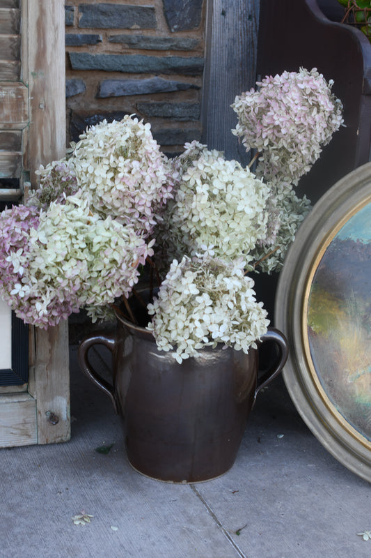 Vintage Glazed Ceramic Jar with Handles