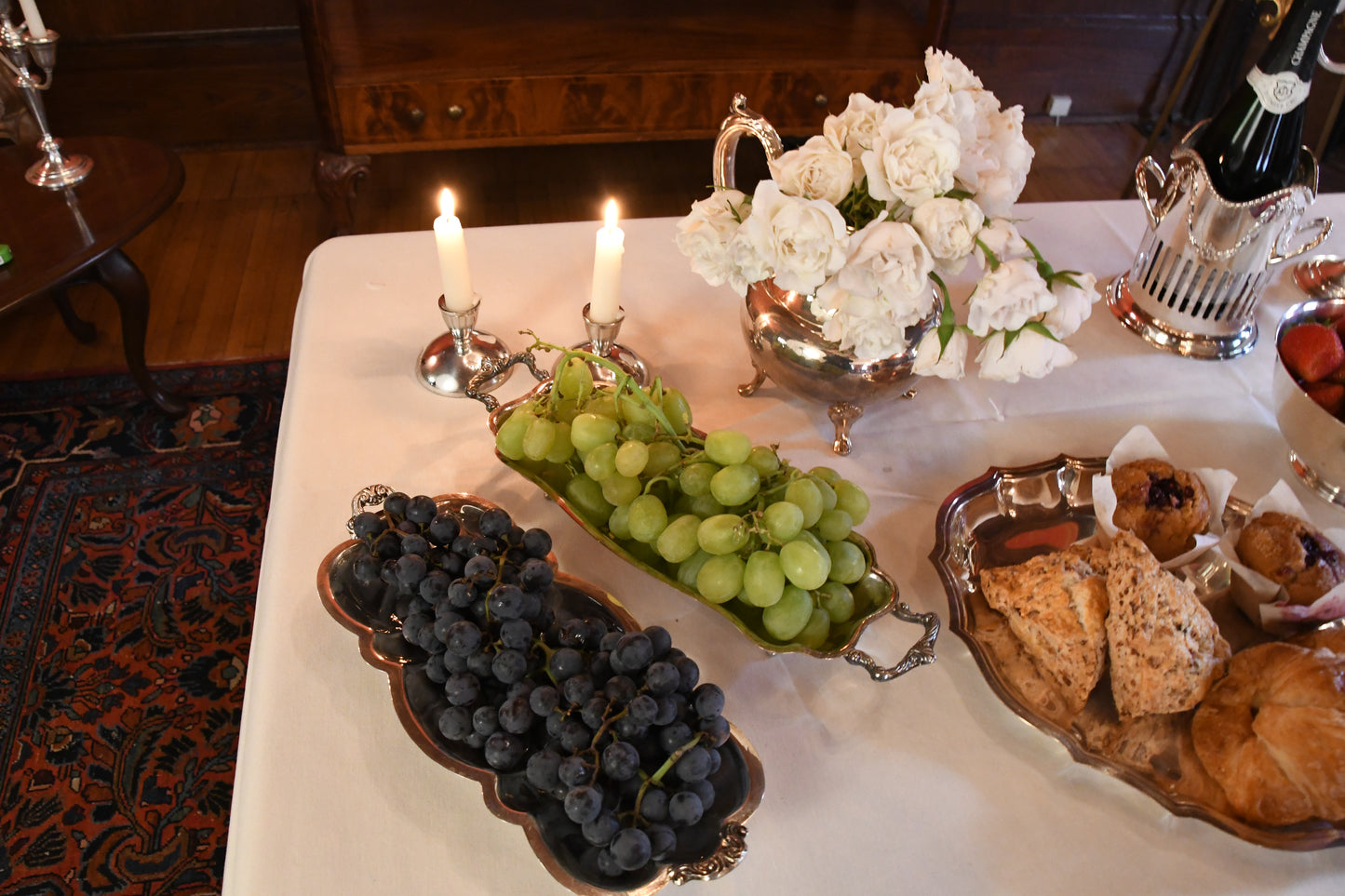 Vintage Footed Scalloped Silver Plated Serving Tray