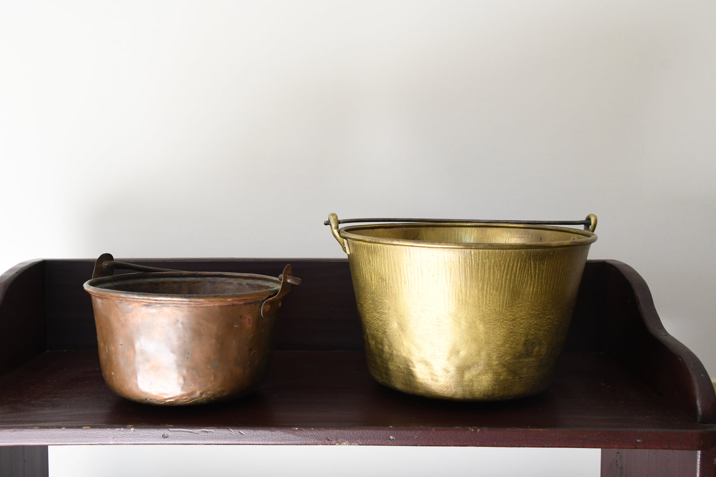 Vintage Brass & Copper Pails - Set of 2