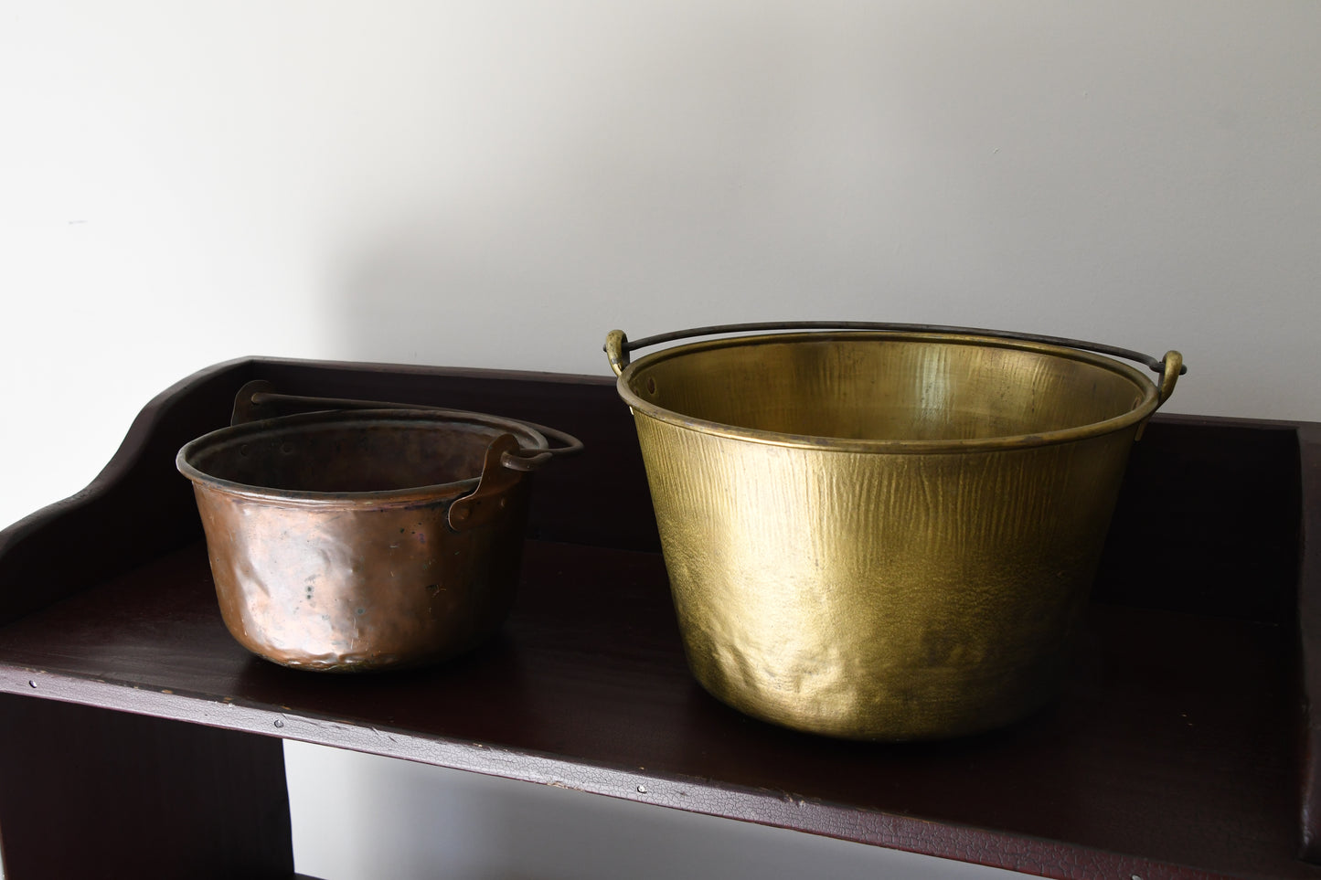Vintage Brass & Copper Pails - Set of 2