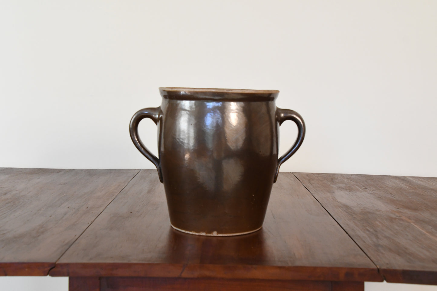 Vintage Glazed Ceramic Jar with Handles