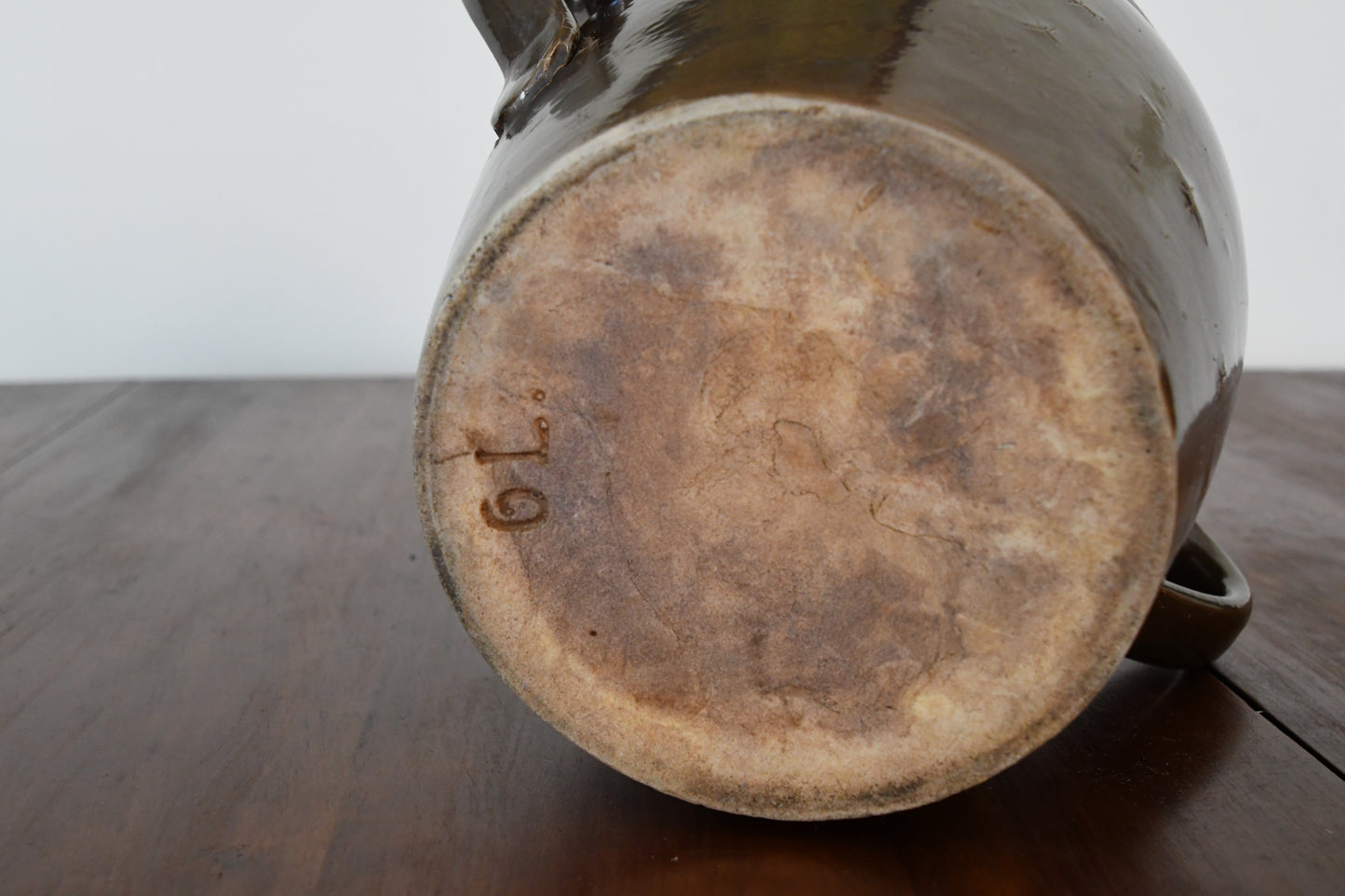 Vintage Glazed Ceramic Jar with Handles