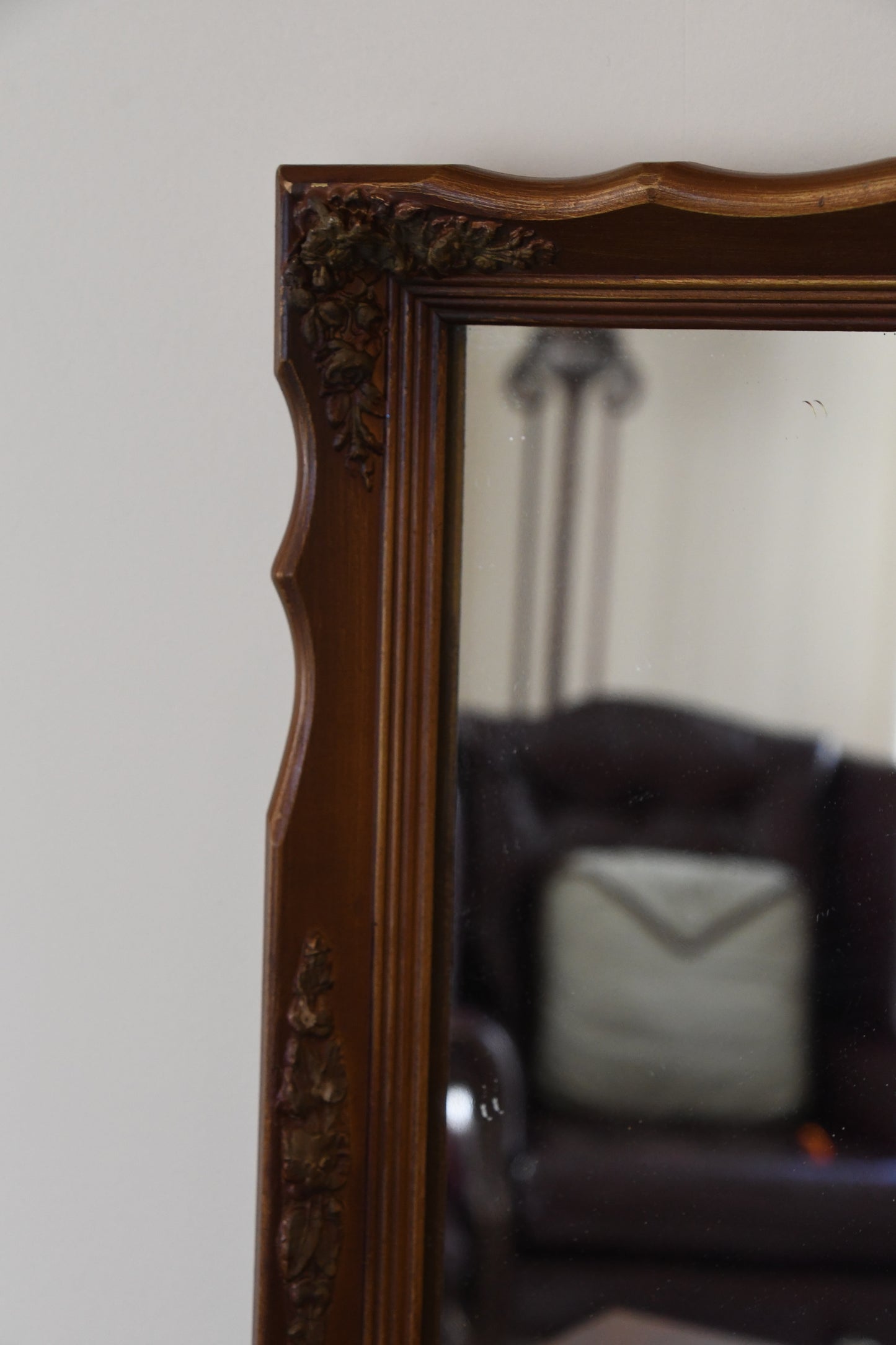 Vintage Gold Mirror with Floral Carvings