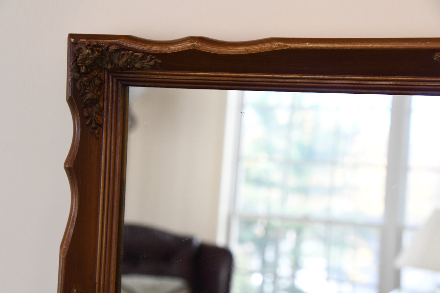 Vintage Gold Mirror with Floral Carvings