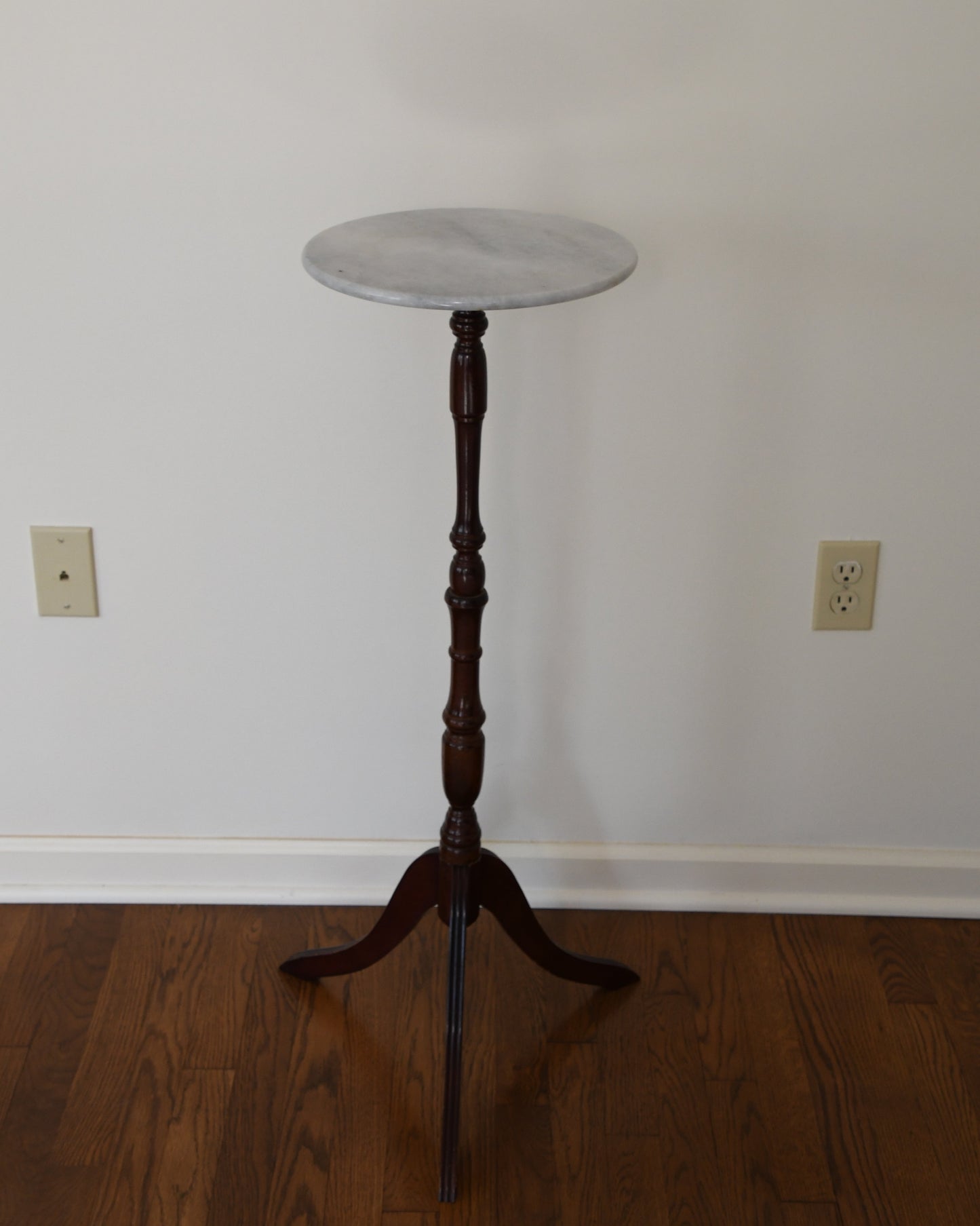 Vintage Marble Top Mahogany Pedestal Plant Stand