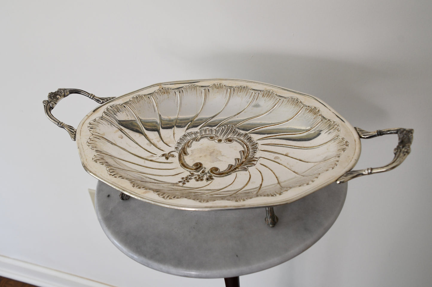 Vintage French Clawfoot Silver Plated Tray