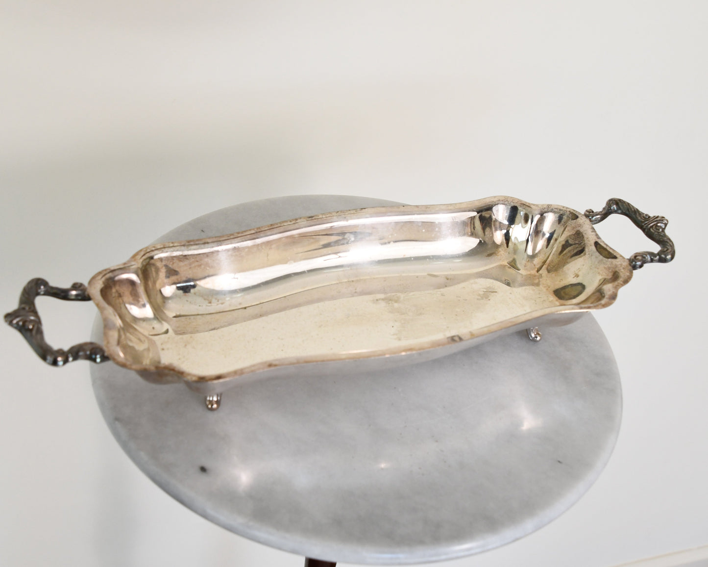 Vintage Footed Silver Plated Serving Tray