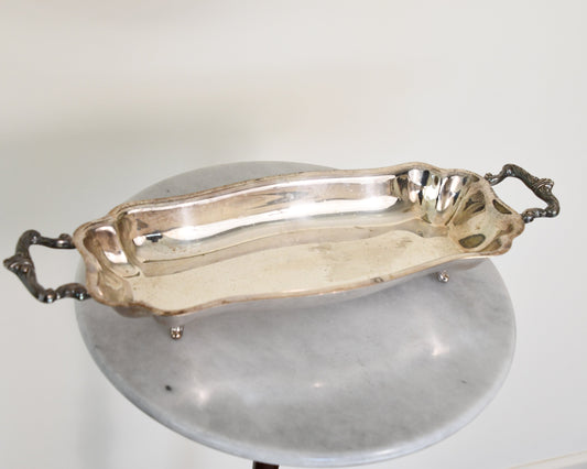 Vintage Footed Silver Plated Serving Tray