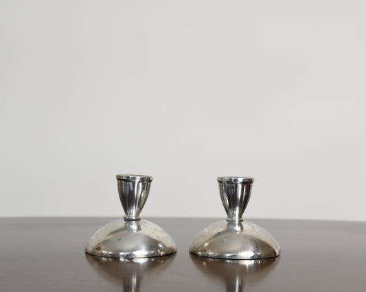 Vintage Silver Plated Small Candlestick Holders - Set of 2