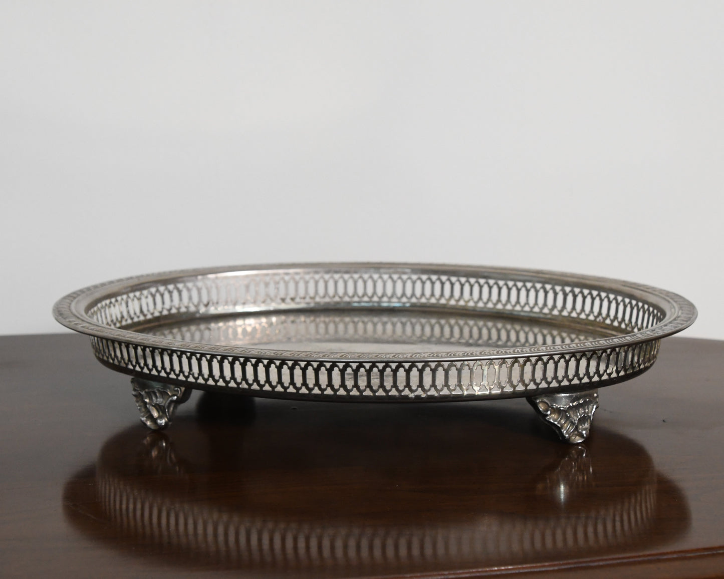 Vintage Silver Plated Footed Serving Tray