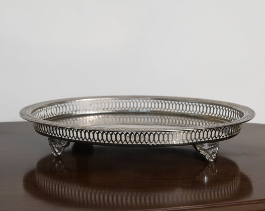 Vintage Silver Plated Footed Serving Tray
