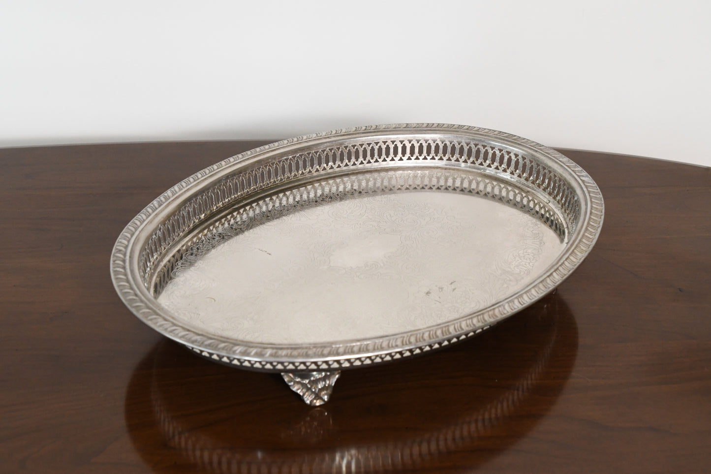 Vintage Silver Plated Footed Serving Tray