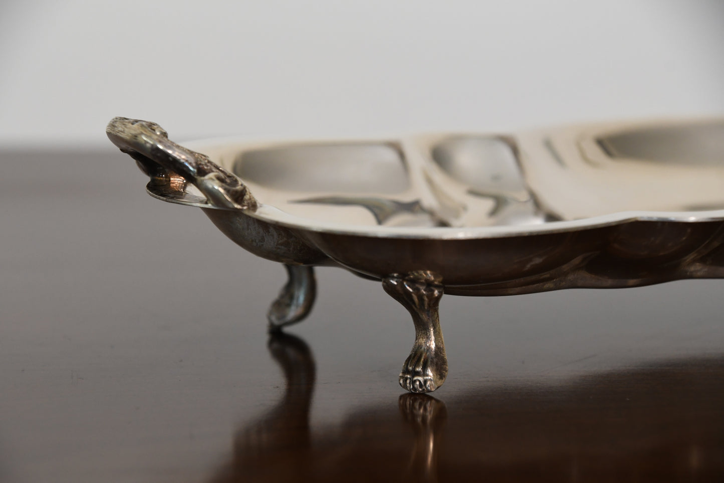 Vintage Footed Scalloped Silver Plated Serving Tray