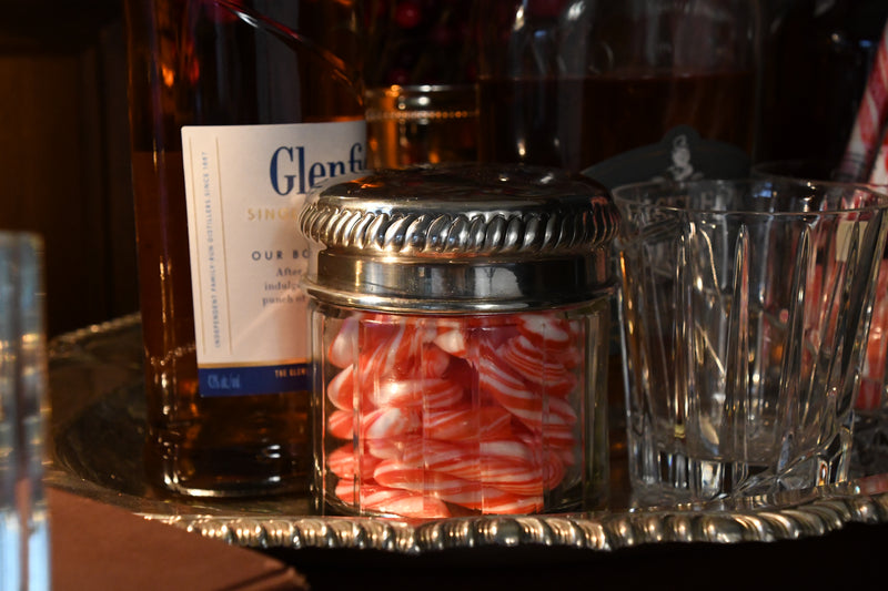 Antique Glass Jar with Silver Lid