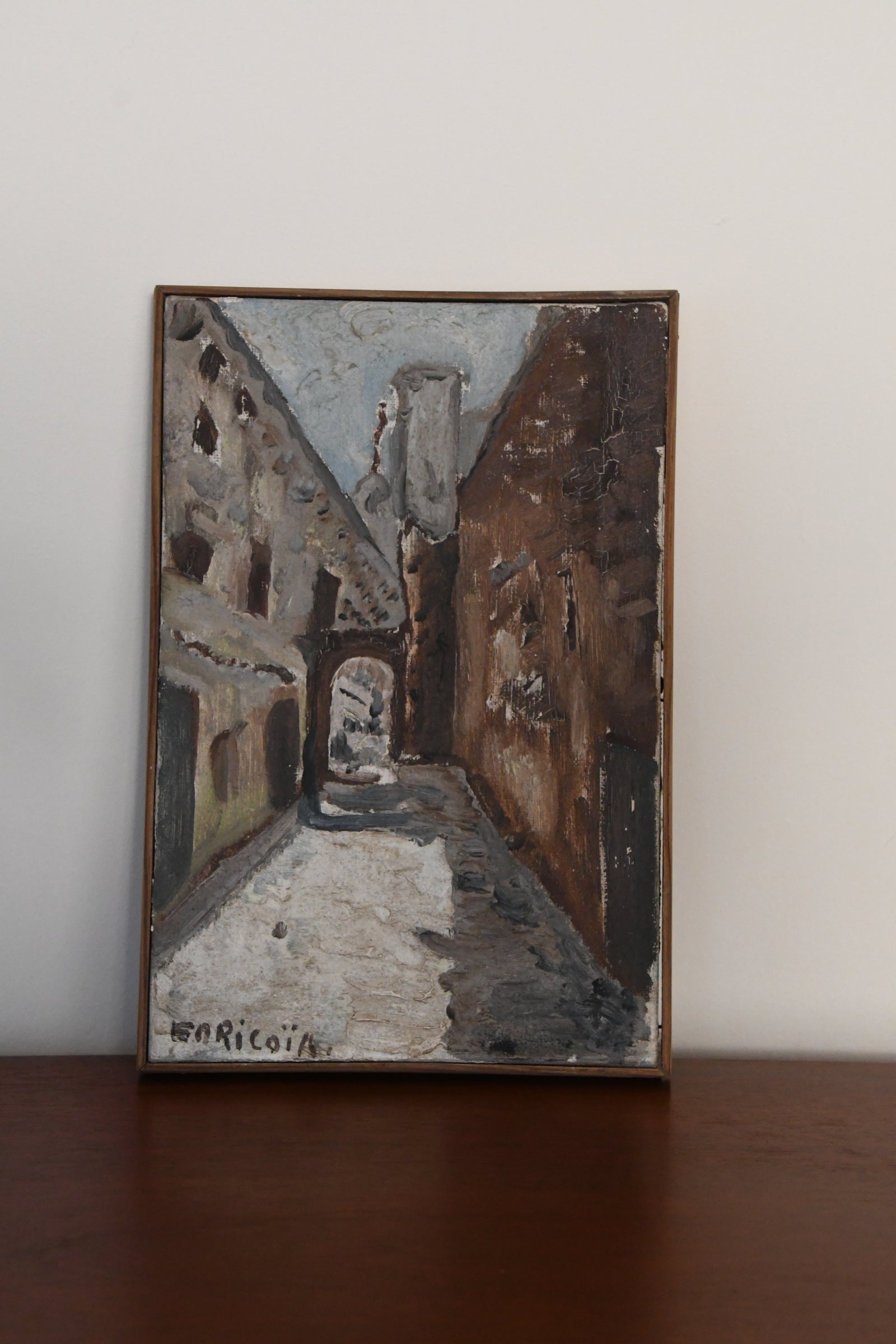 Vintage Oil Painting of an Avignon Street Scene