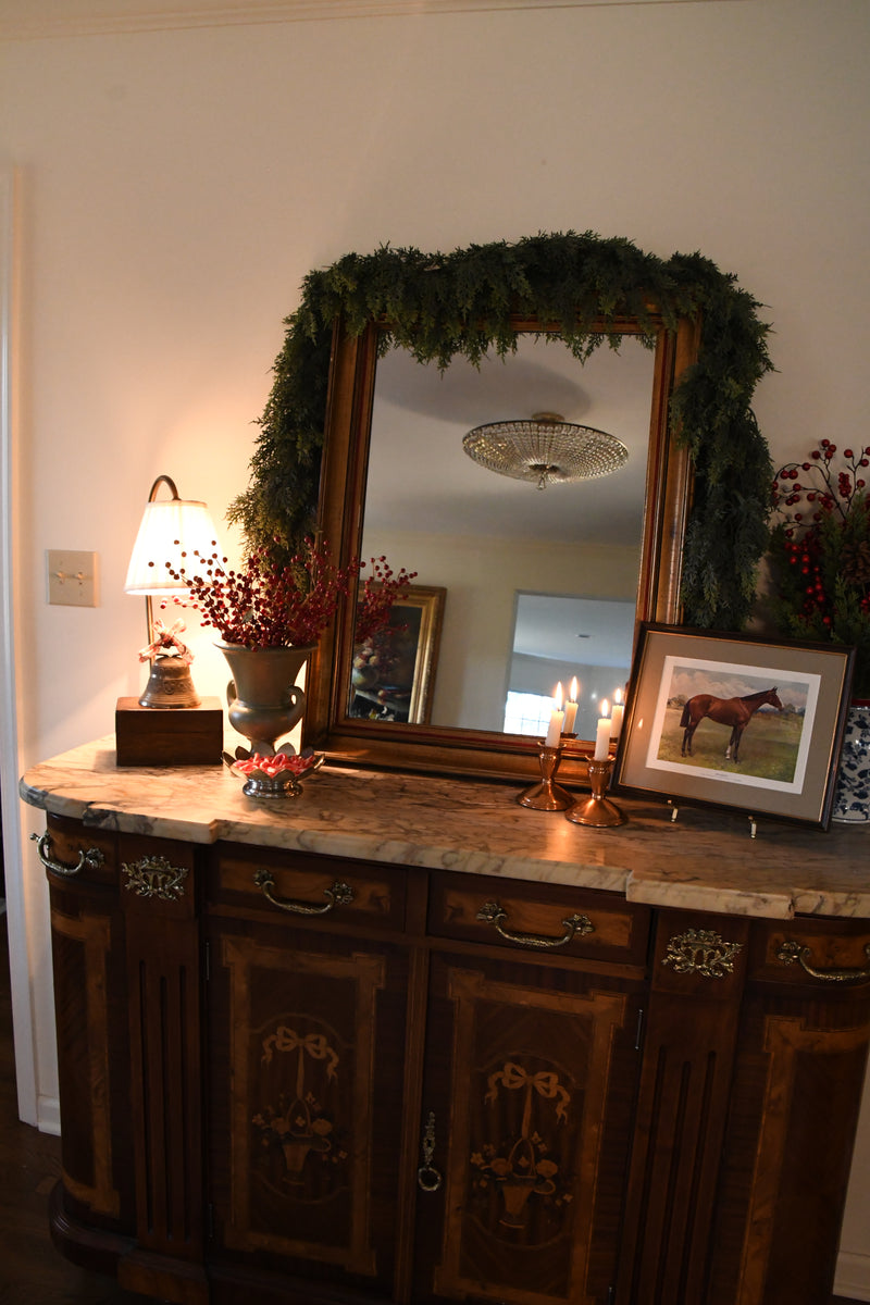 Giltwood La Barge Mirror with Red Velvet Inlay