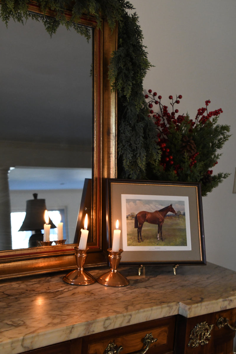 Giltwood La Barge Mirror with Red Velvet Inlay