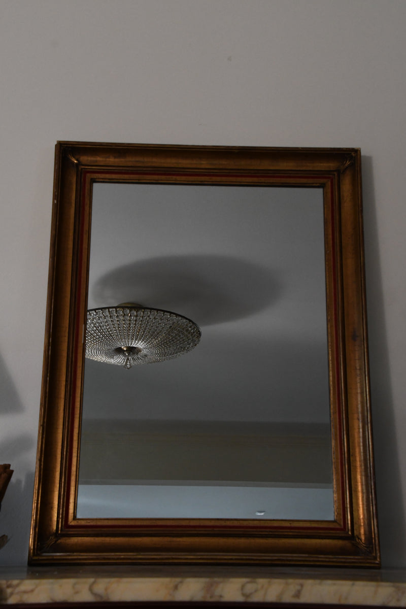 Giltwood La Barge Mirror with Red Velvet Inlay