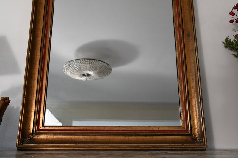 Giltwood La Barge Mirror with Red Velvet Inlay