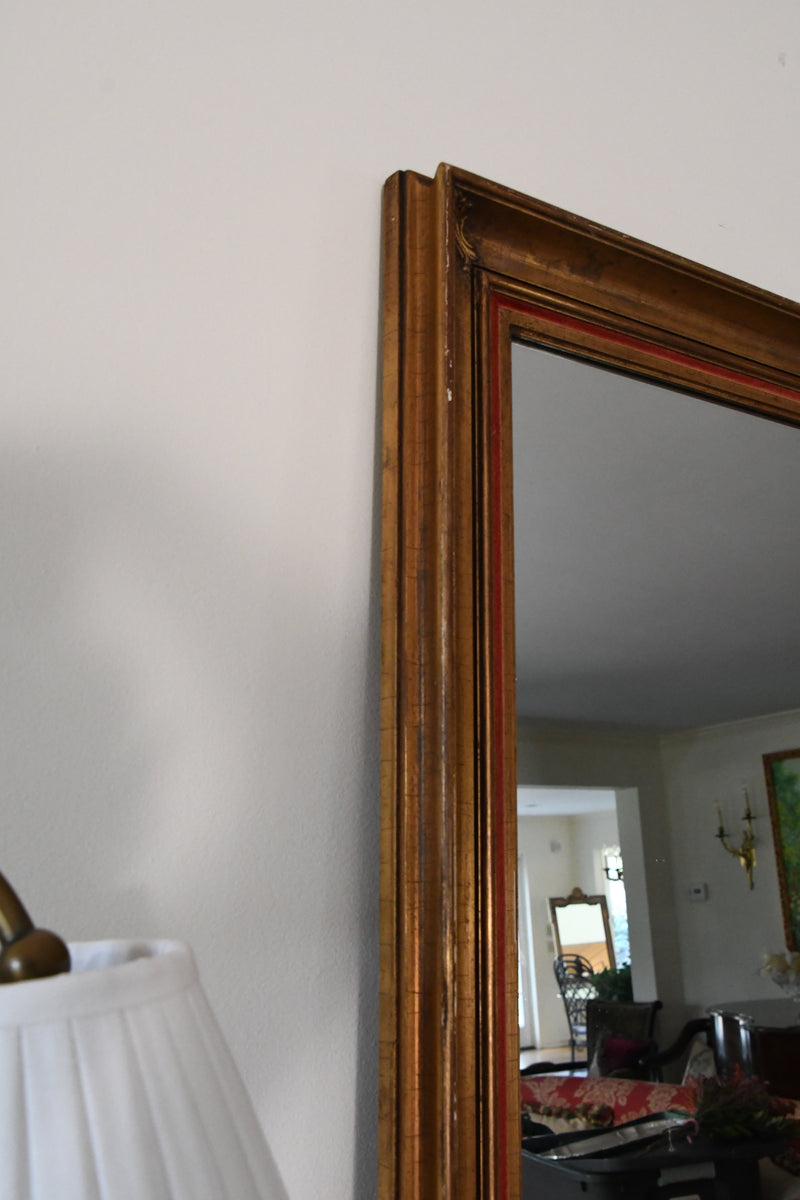 Giltwood La Barge Mirror with Red Velvet Inlay
