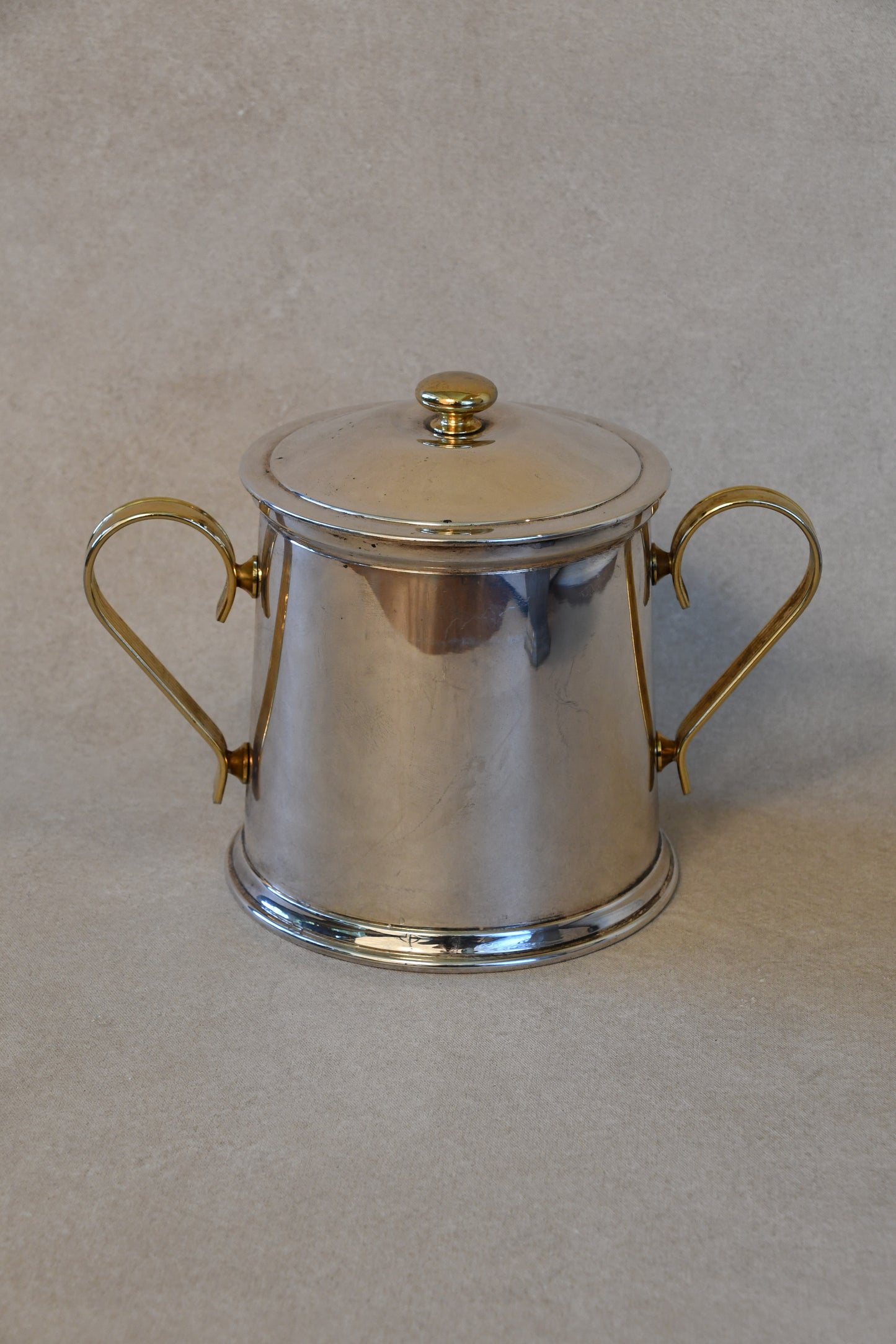 Vintage Italian Silverplate & Brass Ice Bucket