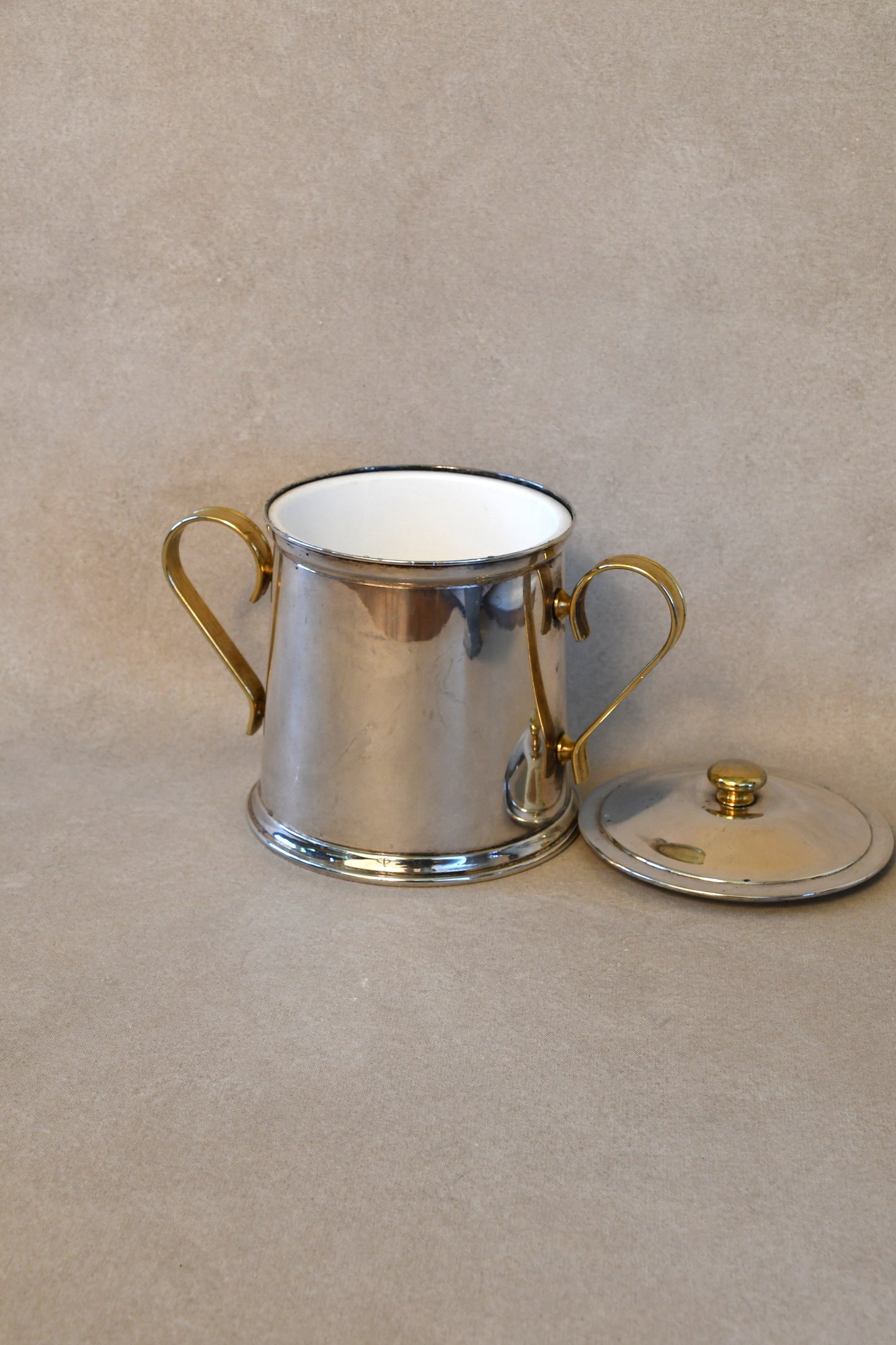 Vintage Italian Silverplate & Brass Ice Bucket