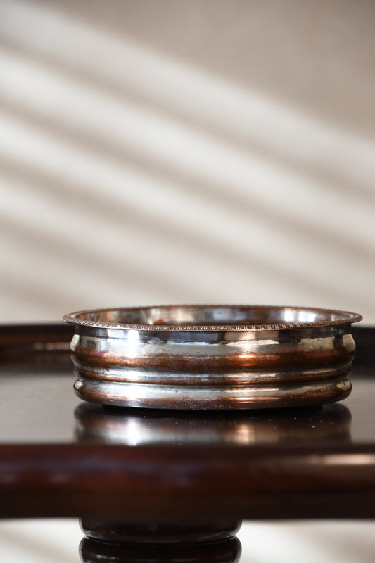 Vintage Silver Plate and Mahogany Wine Bottle Coaster