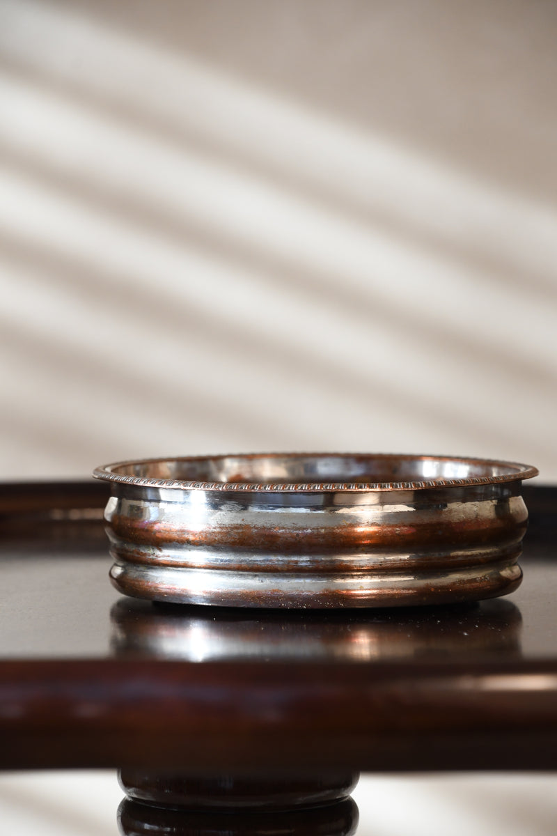 Vintage Silver Plate and Mahogany Wine Bottle Coaster