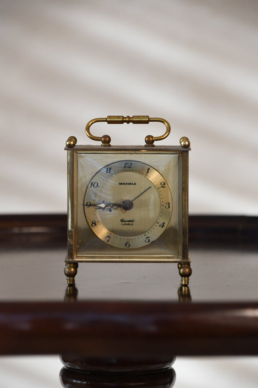 Vintage Brass Wehrle Countless Desk Clock