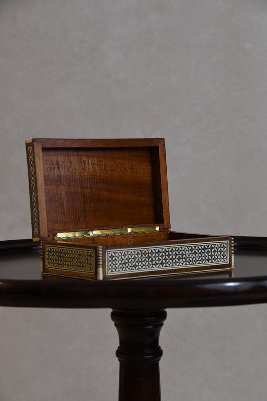 Vintage Middle Eastern Bone Mother of Pearl and Wood Inlaid Box