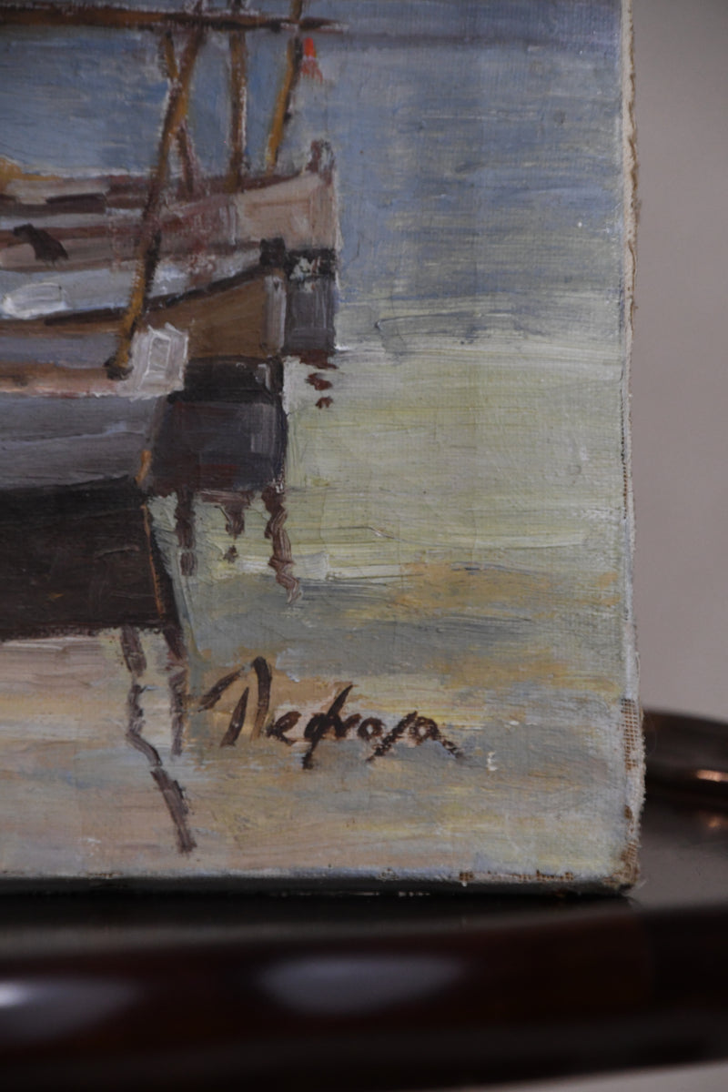 Antique Spanish Unframed Oil on Canvas