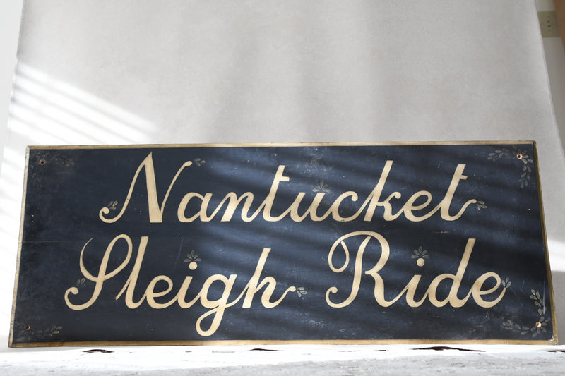 Vintage Hand Painted Wooden Nantucket Sleigh Ride Sign