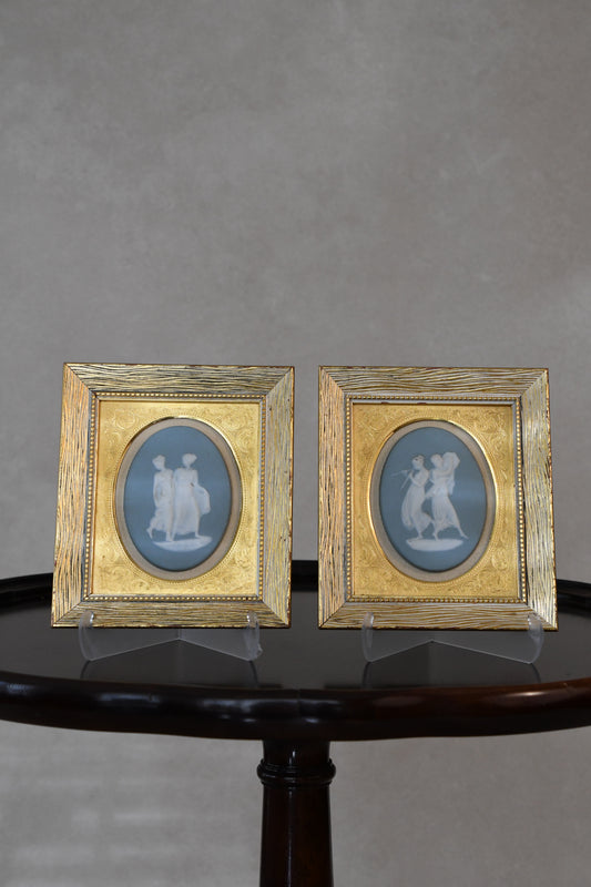 Antique Celadon Cameo Limoge China - Set of 2
