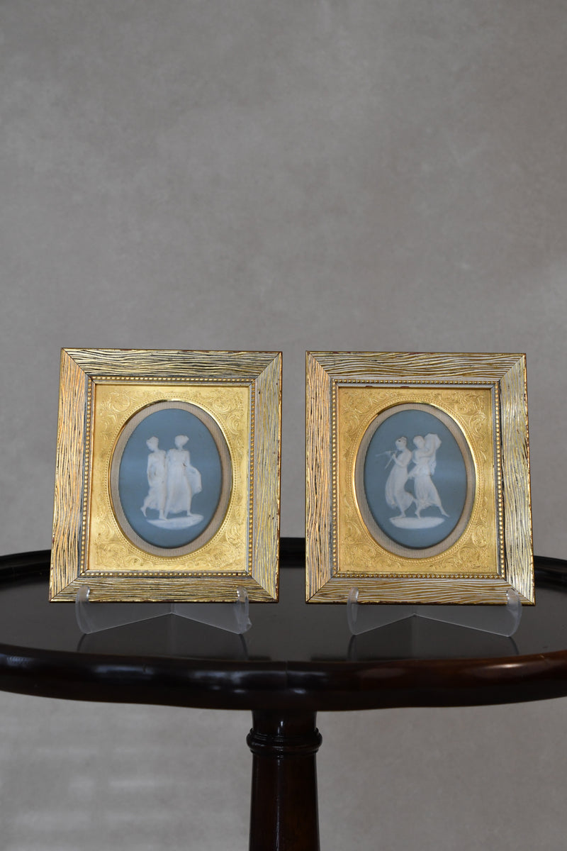 Antique Celadon Cameo Limoge China - Set of 2