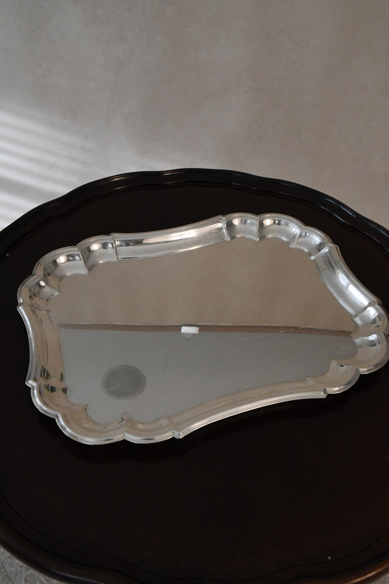 Vintage Silver Plate Tray with Scalloped Edges