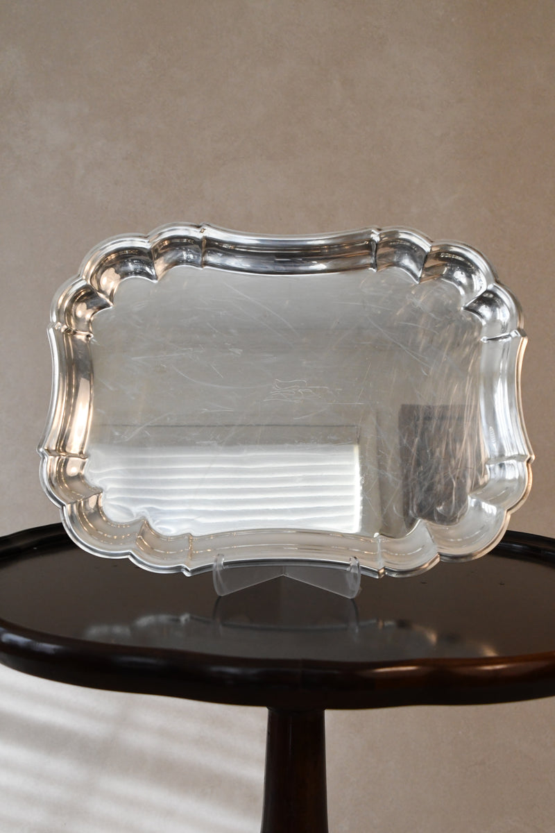 Vintage Silver Plate Tray with Scalloped Edges