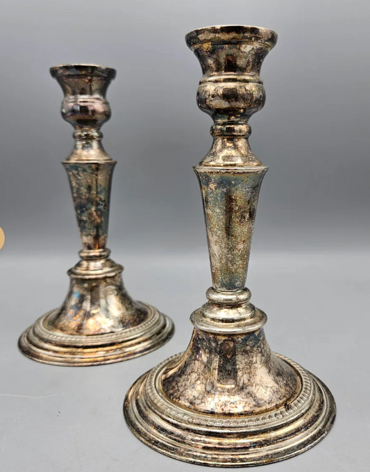 Pair of Vintage Cavendish English Silverplate Candlesticks